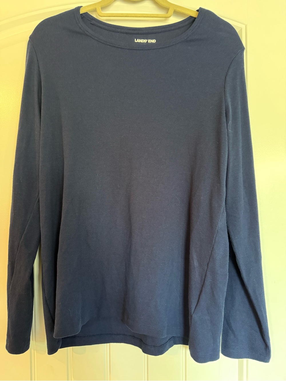 Lands' End Dark Navy Ribbed Long Sleeve Top